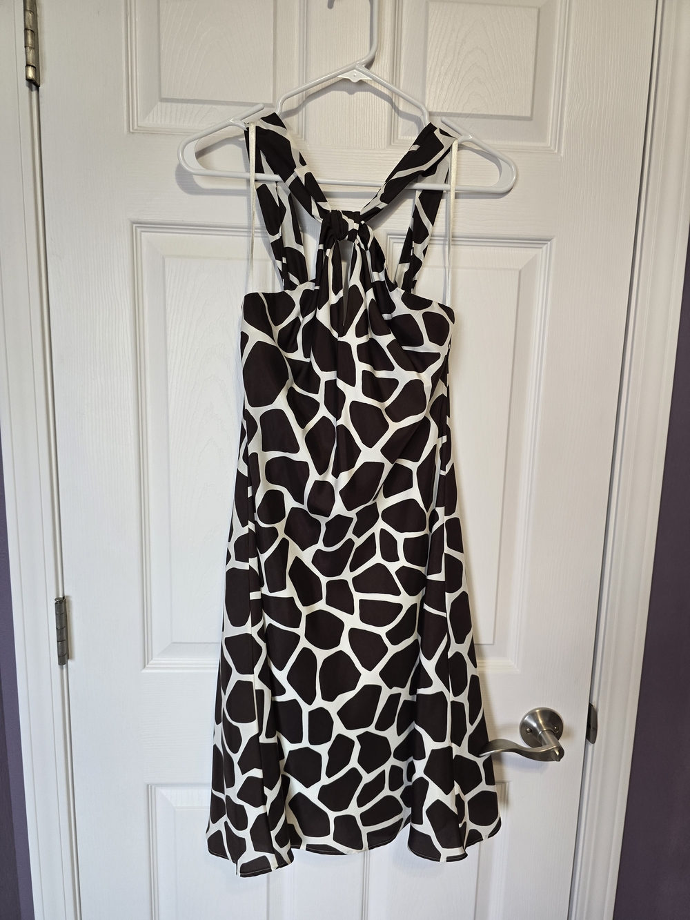 Banana Republic Black and White Giraffe-Print Midi Dress